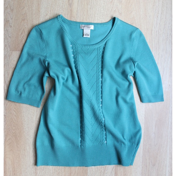 Kim Rogers Signature Sweaters - Unique Turquoise Sweater with Sequins NEW
